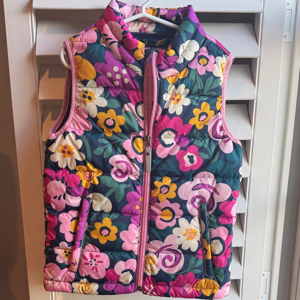 Hanna Andersson Floral Kids Vest 6-7 - Pink, Purple, Yellow